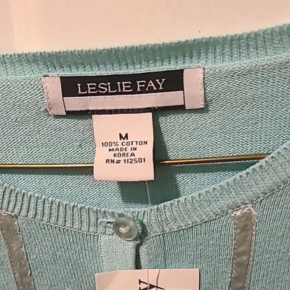 COPY - Ladies Medium Leslie Fay Mint Green Button Down Front Long Sleeve Sweater - Picture 2 of 9